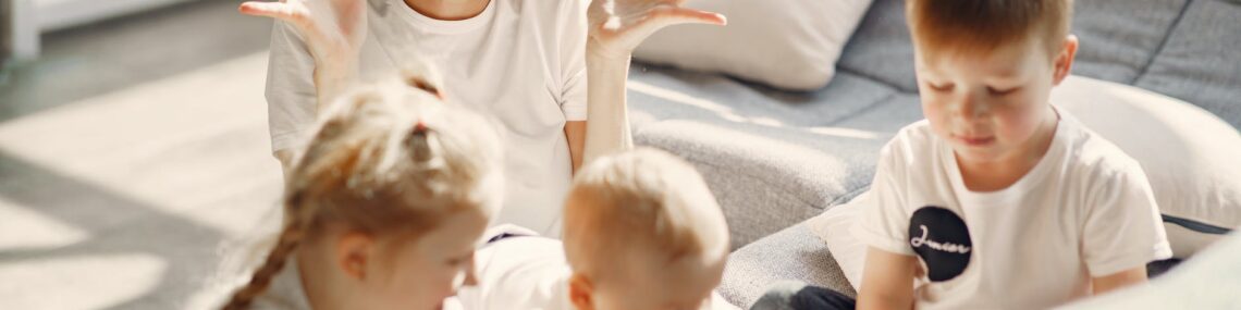 mother going mad while sitting with children